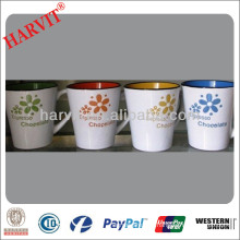 Silk Screen Printing Cafe Coffee Drinkware V Shape Cup Mug